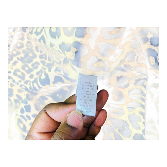 Banana Republic Womens Business Pea Coat Jacket Lined Leopard Black Medium - Picture 6 of 9